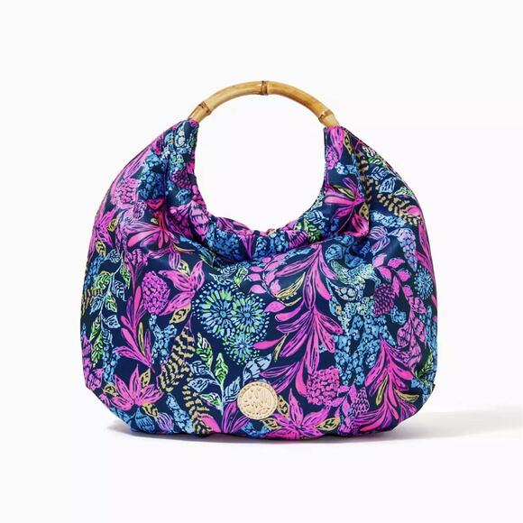 Lilly Pulitzer Bamboo Bag In Aegean Navy Calypso Coast Purse NWOT - Picture 1 of 6